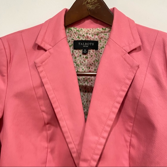 Talbot's Pink 7/8 Sleeve One Button Blazer Size 8 Petite - Picture 13 of 15